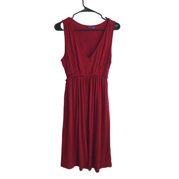 Red v neck drawstring waist sleeveless midi dress by Mexx - Picture 1 of 8